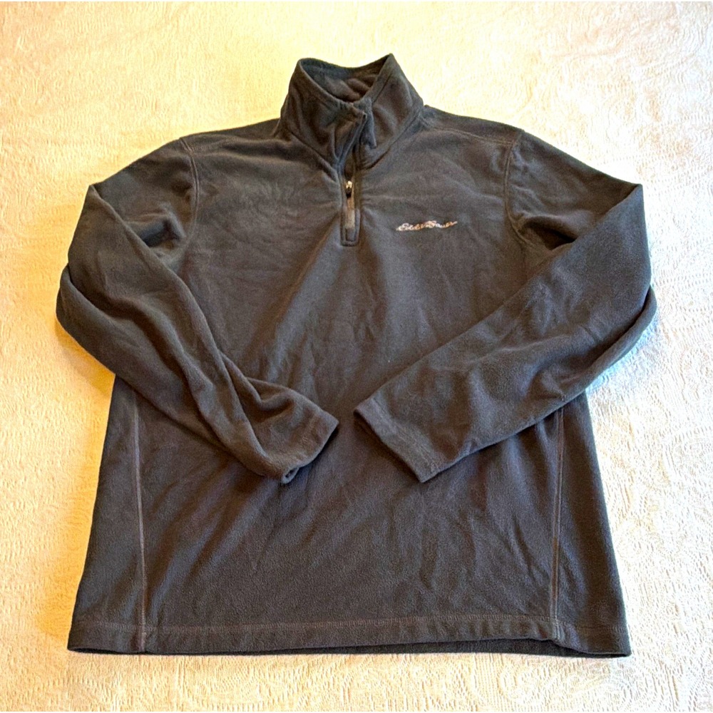 Eddie Bauer Men's Gray Solid Fleece 1/4 Zip Mock Neck Pullover Sweatshirt M